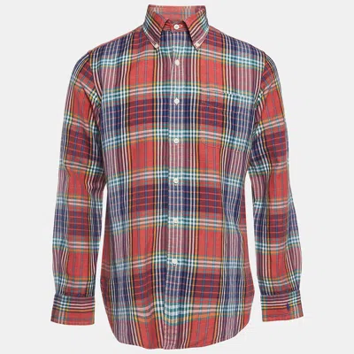 Pre-owned Polo Ralph Lauren Multicolor Tartan Check Linen Blend Custom Fit Shirt M