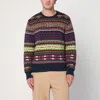 Polo Ralph Lauren Multicolored Crew Neck Sweater With Intarsia In Blue