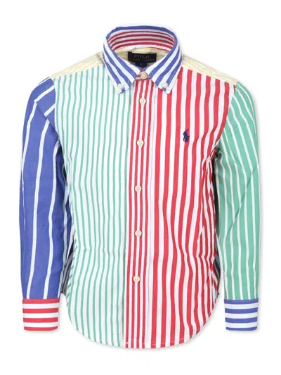 Polo Ralph Lauren Kids' Multicolour-stripe Shirt In Blue