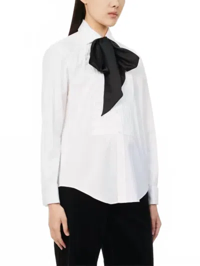 Polo Ralph Lauren Myana Poplin Tuxedo Shirt With Bow In White