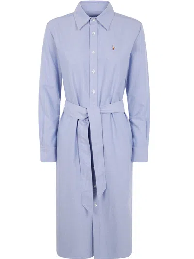 Polo Ralph Lauren N Cory Long Sleeve Day Dress In Blue