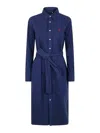 Polo Ralph Lauren Button-down Belted Shirtdress In Blue