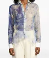 Polo Ralph Lauren Nancie Gazaar Floral Silk Shirt In Blue Multi In Multi