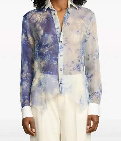 Polo Ralph Lauren Nancie Gazaar Floral Silk Shirt In Blue Multi