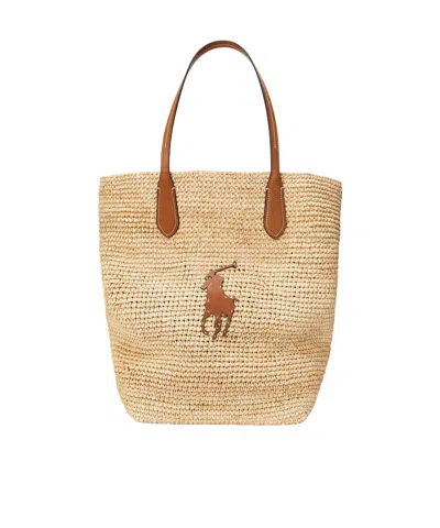 Polo Ralph Lauren Natural Tote Ld53 In Black