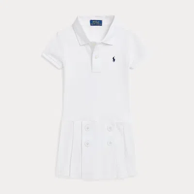 Polo Ralph Lauren Kids' Nautical Stretch Mesh Polo Dress In White/newport Navy