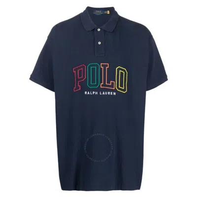 Polo Ralph Lauren Navy 20/1 Big Fit Logo Mesh Polo Shirt In Blue