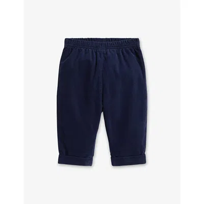 Polo Ralph Lauren Kids' Navy Baby Boy Logo-embroidered Cotton-corduroy Trouser In Blue
