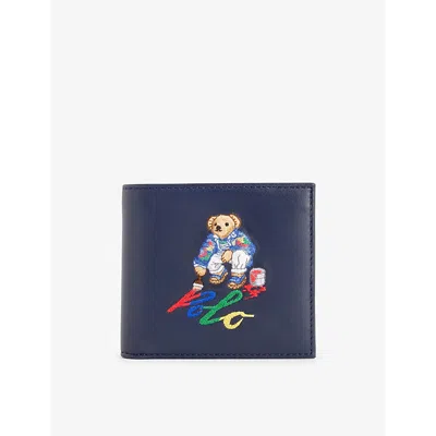 Polo Ralph Lauren Navy Billfold Logo-embroidered Leather Wallet