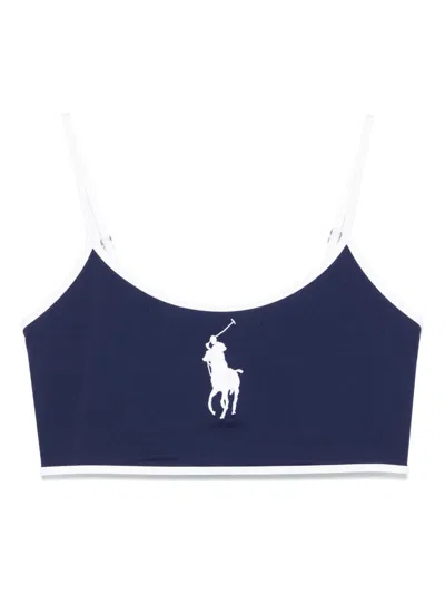 POLO RALPH LAUREN NAVY BLUE BIKINI TOP WITH LOGO
