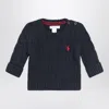 Polo Ralph Lauren Navy Blue Cable-knit Cotton Sweater In Animal Print