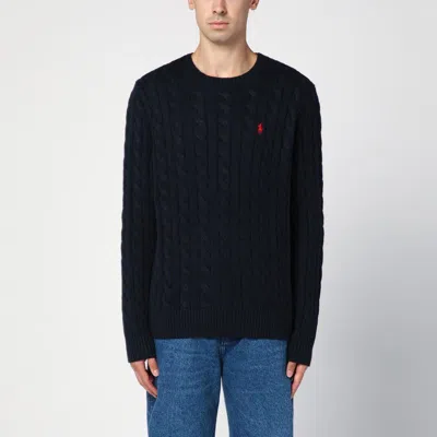 POLO RALPH LAUREN POLO RALPH LAUREN  NAVY BLUE CABLE-KNIT CREW-NECK SWEATER