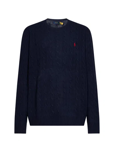 Polo Ralph Lauren Navy Blue Cable Knit Polo Sweater