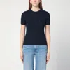 Polo Ralph Lauren Blue Cable Knit T-shirt With Embroidered Logo In Cotton Woman In Blue