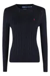 Polo Ralph Lauren Julianna Cotton Cable Crew Neck Sweater In Blue