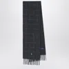 Polo Ralph Lauren Navy Blue Checked Scarf With Logo Embroidery In Blue