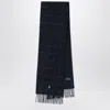 Polo Ralph Lauren Navy Checked Scarf With Logo Embroidery In Blue