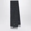 Polo Ralph Lauren Navy Blue Checked Scarf With Logo Embroidery In Blue