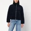 Polo Ralph Lauren Navy Blue Corduroy Puffer Jacket In Black