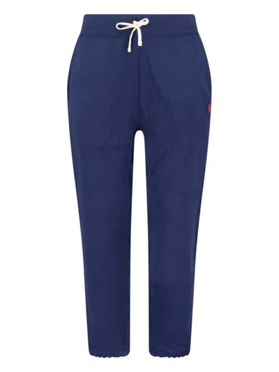 Polo Ralph Lauren Navy Blue Cotton-blend Sweatpants With Embroidered Logo