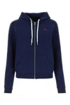Polo Ralph Lauren Textured Cable Knit Cotton Sweatshirt With Zip Fastening In Cruisenavy