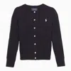 POLO RALPH LAUREN NAVY BLUE COTTON CABLE-KNIT CARDIGAN