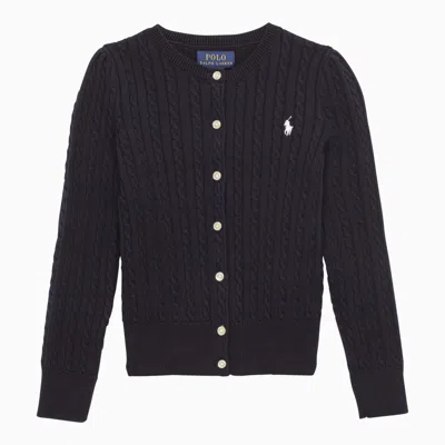 Polo Ralph Lauren Kids' Navy Blue Cotton Cable-knit Cardigan