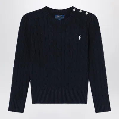 Polo Ralph Lauren Navy Blue Cotton Cable-knit Jumper In Black