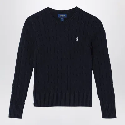 Polo Ralph Lauren Navy Blue Cotton Cable-knit Sweater