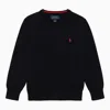 Polo Ralph Lauren Navy Blue Cotton Crew-neck Sweater In Blue
