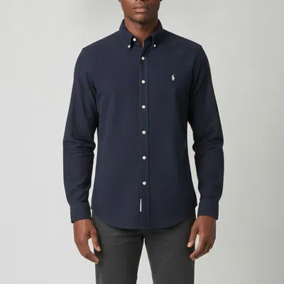 Pre-owned Polo Ralph Lauren Navy Blue Cotton Custom Fit Brushed Flannel Shirt Xxl