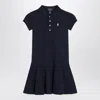 Polo Ralph Lauren Navy Blue Cotton Dress In Blue