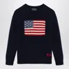 Polo Ralph Lauren Kids' American Flag Cotton Crewneck Sweater In Blue