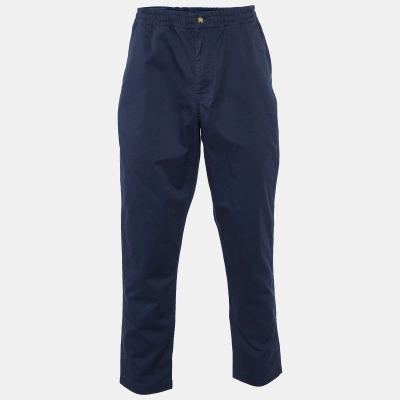 Pre-owned Polo Ralph Lauren Navy Blue Cotton Stretch Classic Fit Trousers L