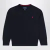 Polo Ralph Lauren Navy Blue Cotton Crew-neck Sweater In Blue