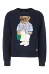 Polo Ralph Lauren Polo Bear Cotton Crewneck Jumper In Hunter Navy Multi