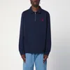 Polo Ralph Lauren Logo Embroidered Half-zip Sweatshirt In Blue