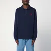 Polo Ralph Lauren Logo Embroidered Half-zip Sweatshirt In Blue