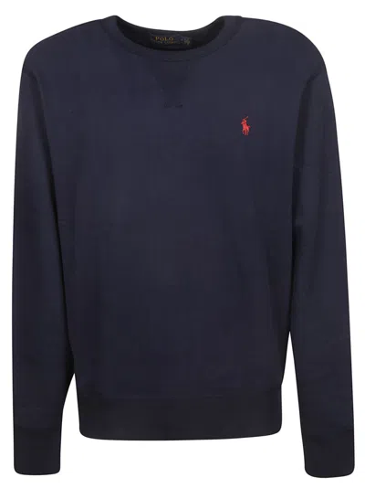 Polo Ralph Lauren Navy Blue Cotton Sweatshirt In Black
