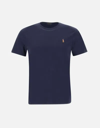 Polo Ralph Lauren Navy Blue Cotton T Shirt With Iconic Embroidered Logo