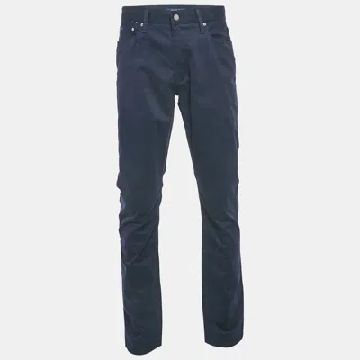 Pre-owned Polo Ralph Lauren Navy Blue Cotton Trousers L Waist 34"
