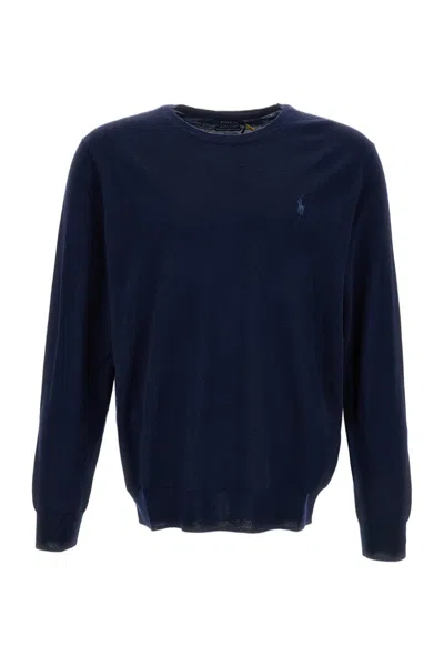 Polo Ralph Lauren Navy Blue Crewneck Merino Wool Sweater