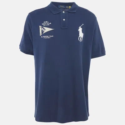 Pre-owned Polo Ralph Lauren Navy Blue Embroidered Polo T-shirt Xl