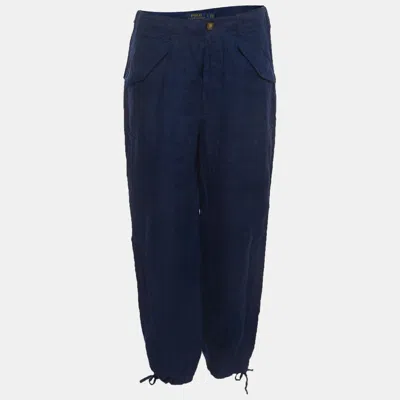 Pre-owned Polo Ralph Lauren Navy Blue Linen Trousers M