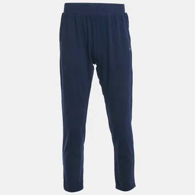 Pre-owned Polo Ralph Lauren Navy Blue Logo Embroidered Cotton Joggers Xl