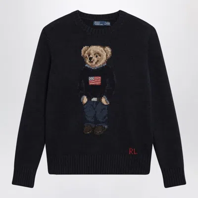 Polo Ralph Lauren Polo Bear Intarsia Cotton And Linen Sweater In Blue