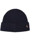 Polo Ralph Lauren Folded Brim Ribbed Knit Beanie Hat In Navy Blue