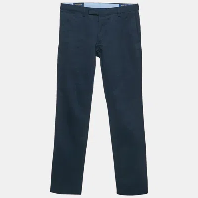 Pre-owned Polo Ralph Lauren Navy Blue Stretch Gabardine Slim Trousers S