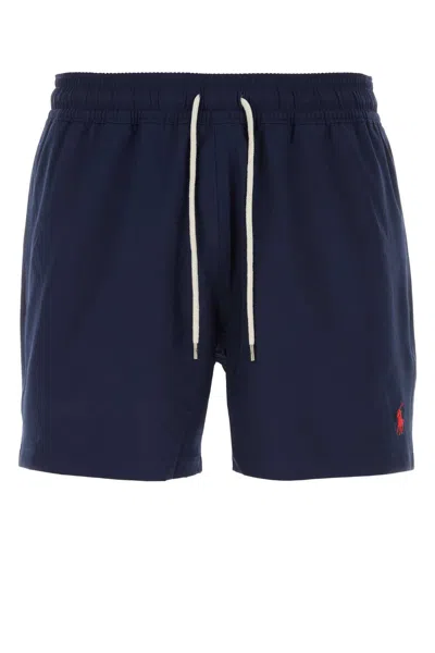 Polo Ralph Lauren Navy Blue Stretch Polyester Swimming Shorts In 004