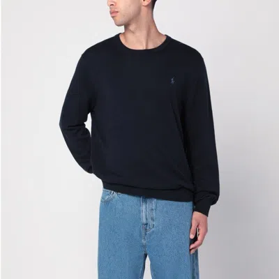 Polo Ralph Lauren Navy Blue Sweater In Cotton And Cashmere In Black